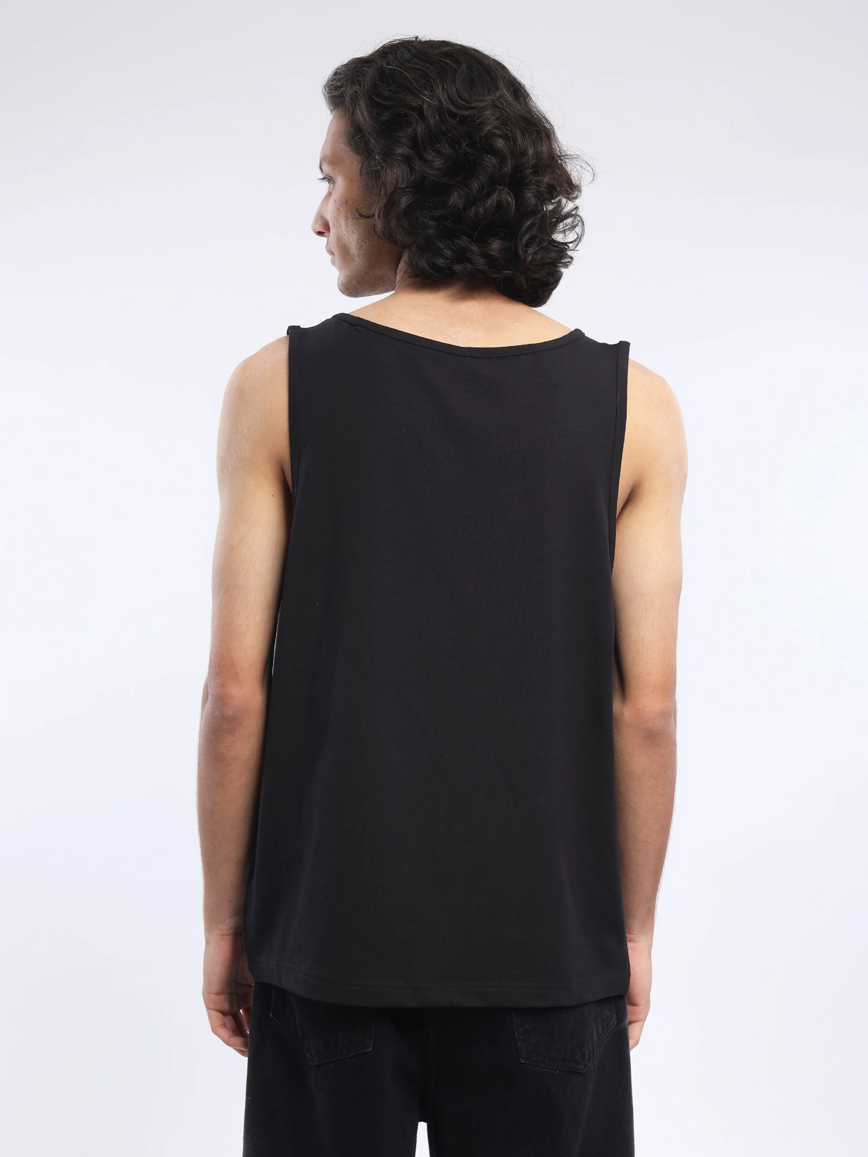 Camellia -  Sleeveless T Shirt  - Black