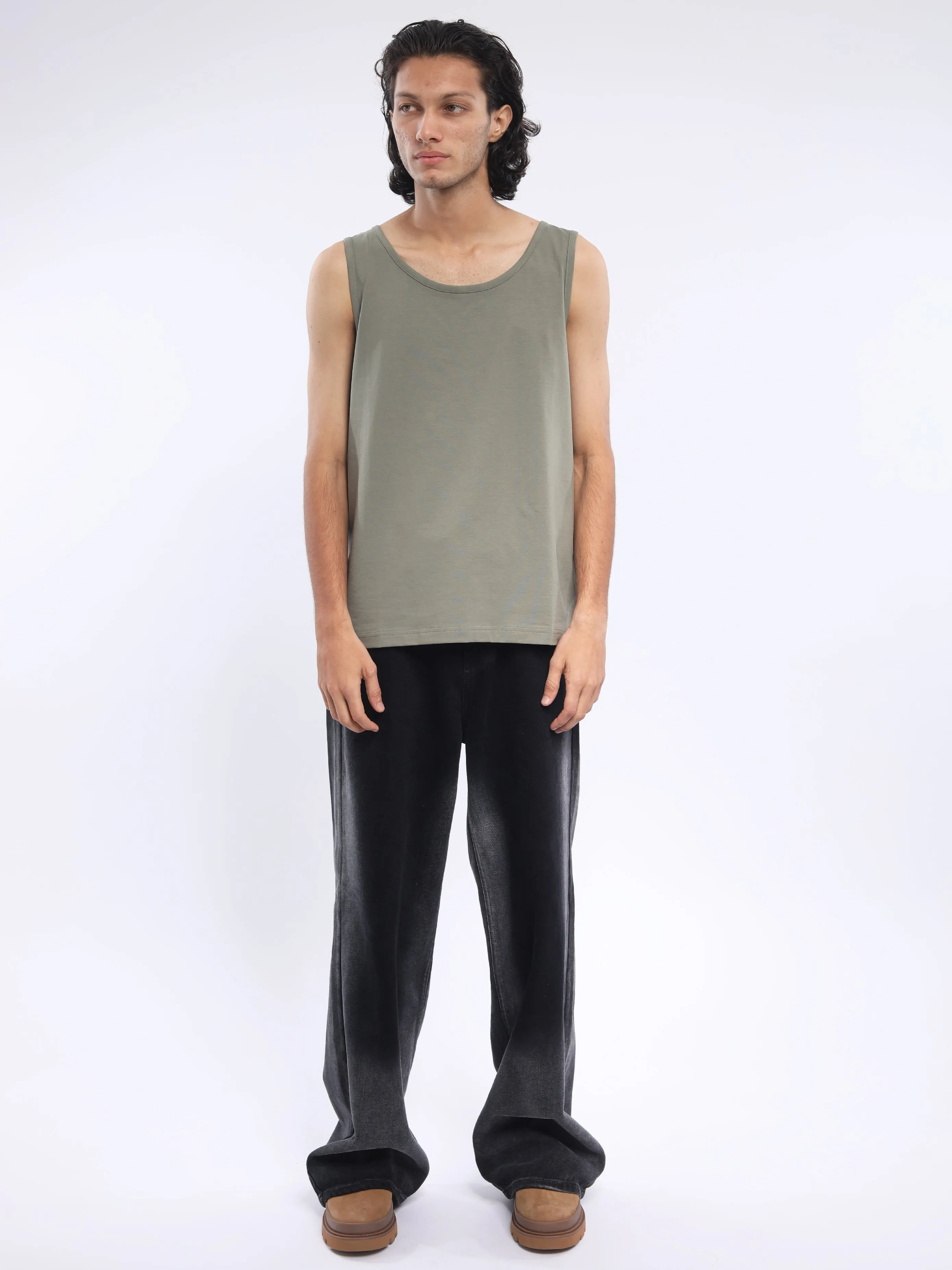 Camellia -  Sleeveless T Shirt  - Navy Green