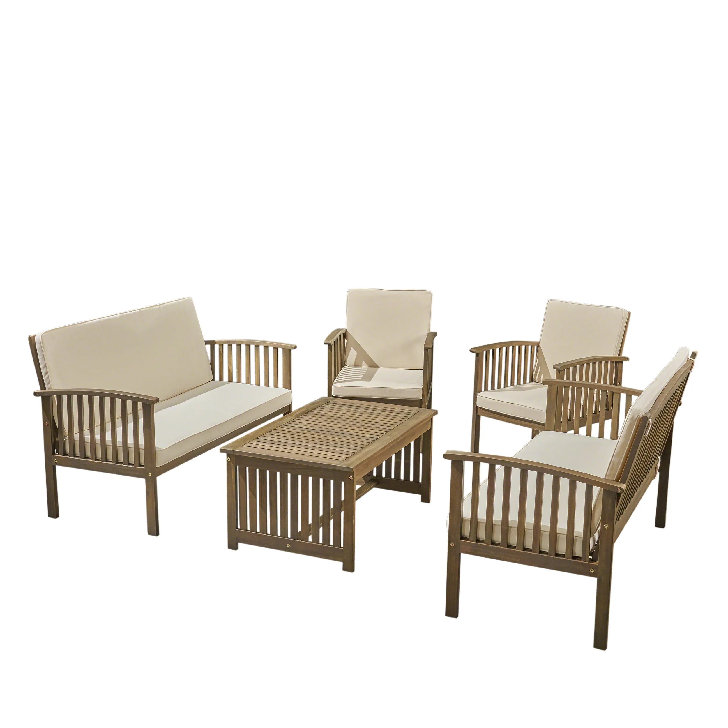 Cape Outdoor 5-Piece Acacia Wood Sofa Set