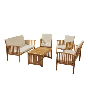 Cape Outdoor 5-Piece Acacia Wood Sofa Set