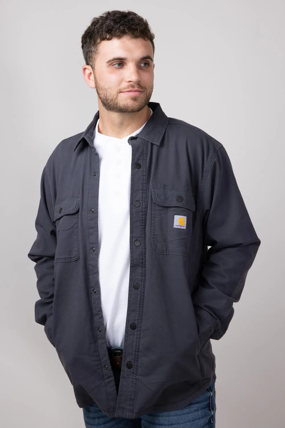 Carhartt Canvas Fleece Lined Shirt Jacket for Men in Shadow | 105419-029