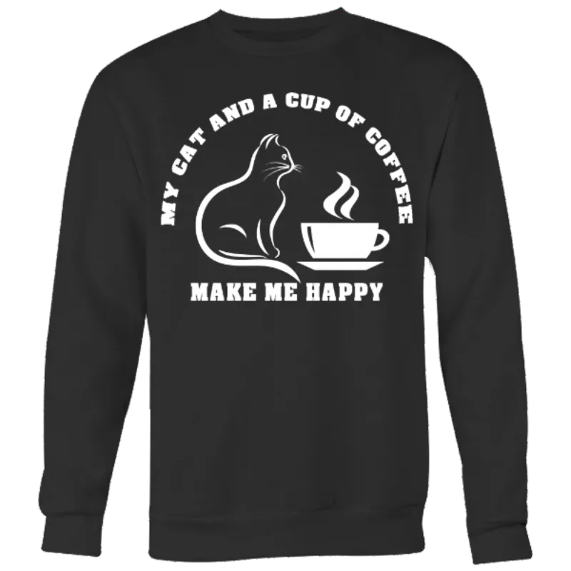 Cat Shirts Cat And Coffee Crewneck Sweatshirt Gifts For Cat Lovers