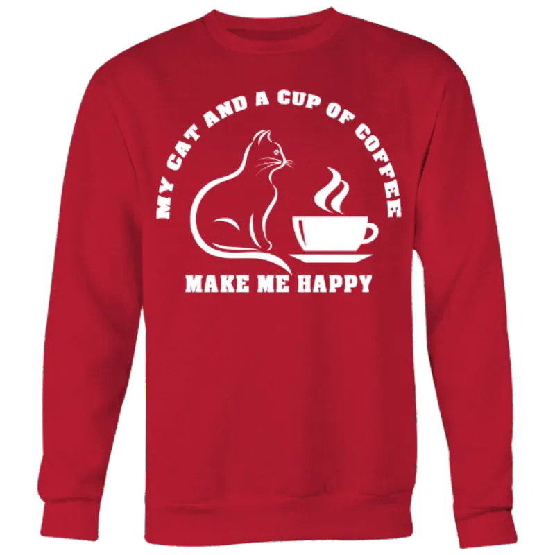 Cat Shirts Cat And Coffee Crewneck Sweatshirt Gifts For Cat Lovers