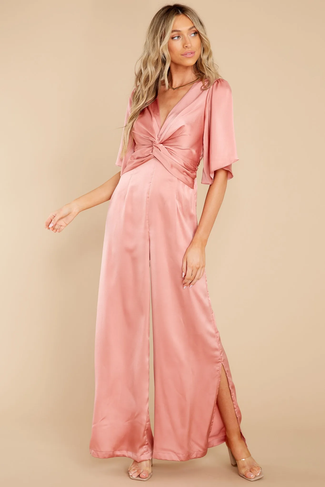 Charming Grace Rose Pink Jumpsuit