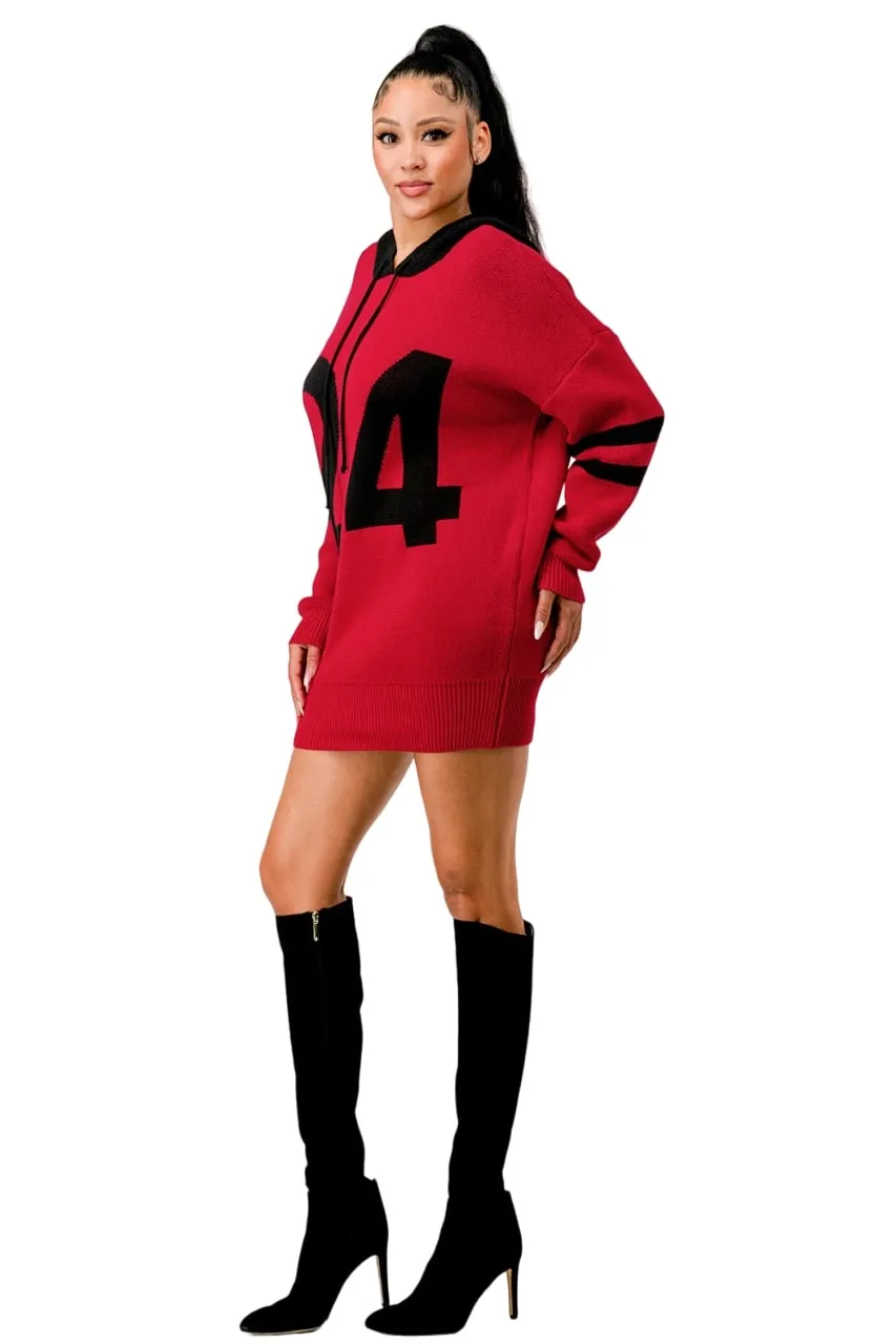 Cherry Mellow Women's Hooded Sweater Dress