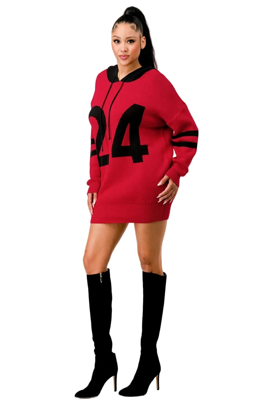 Cherry Mellow Women's Hooded Sweater Dress