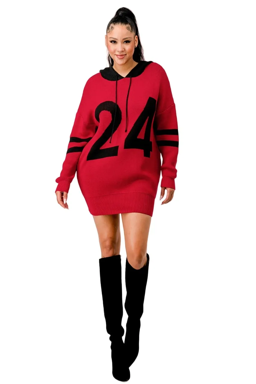 Cherry Mellow Women's Hooded Sweater Dress