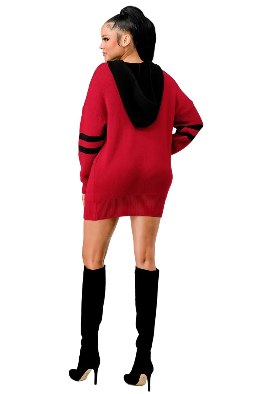 Cherry Mellow Women's Hooded Sweater Dress