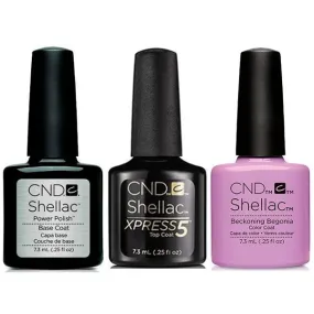 CND - Shellac Xpress5 Combo - Base, Top & Beckoning Begonia (0.25 oz)