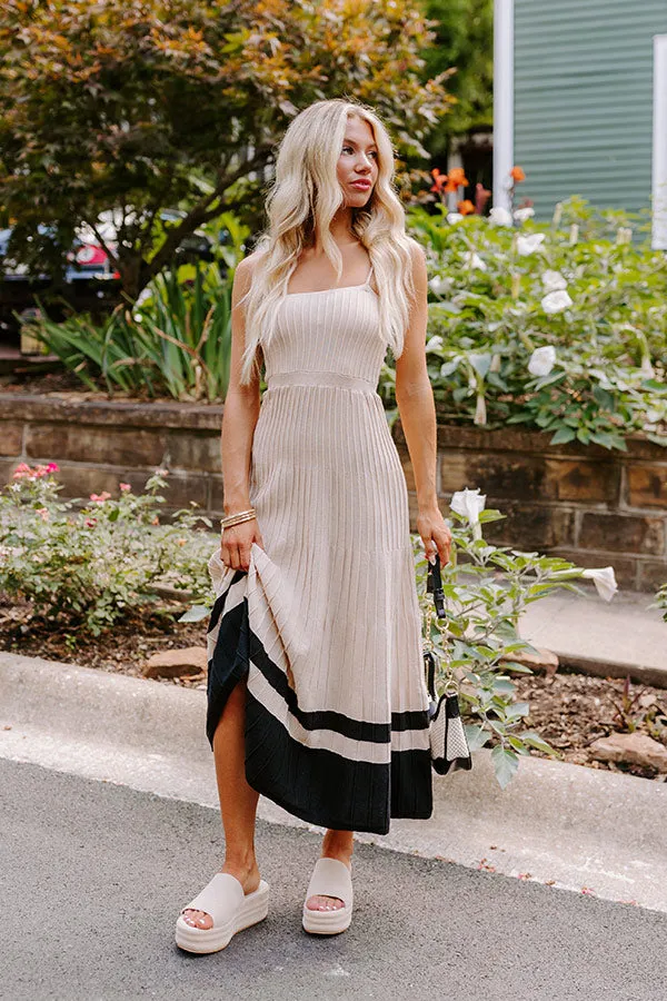 Coastal Cutie Ribbed Maxi Dress in Beige