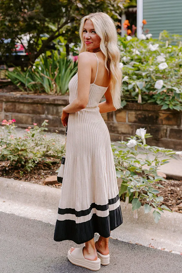 Coastal Cutie Ribbed Maxi Dress in Beige