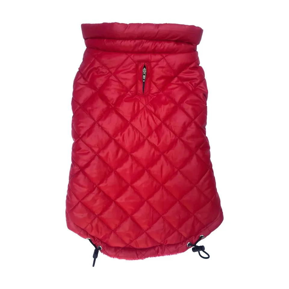 Coco Puffer Dog Coat With Diamond Quilting Red