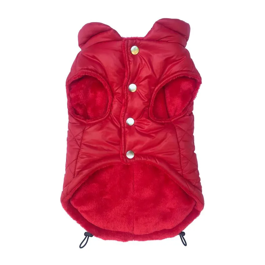 Coco Puffer Dog Coat With Diamond Quilting Red