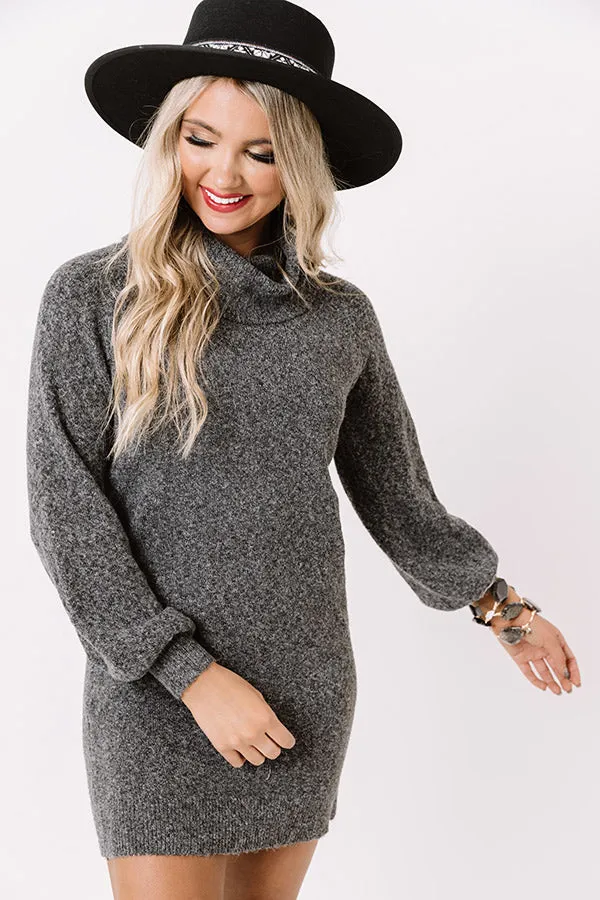 Cool Weather Crowd Sweater Dress In Charcoal