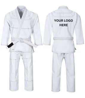 Customized White Brazilian Jiu Jitsu Gi For Men, BJJ Gi Women Grappling gi ULTRA LIGHT, PRESHRUNK Sweat Wicking Fabric