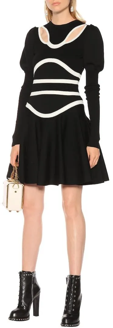 Cut-Out Knitted Dress, Black