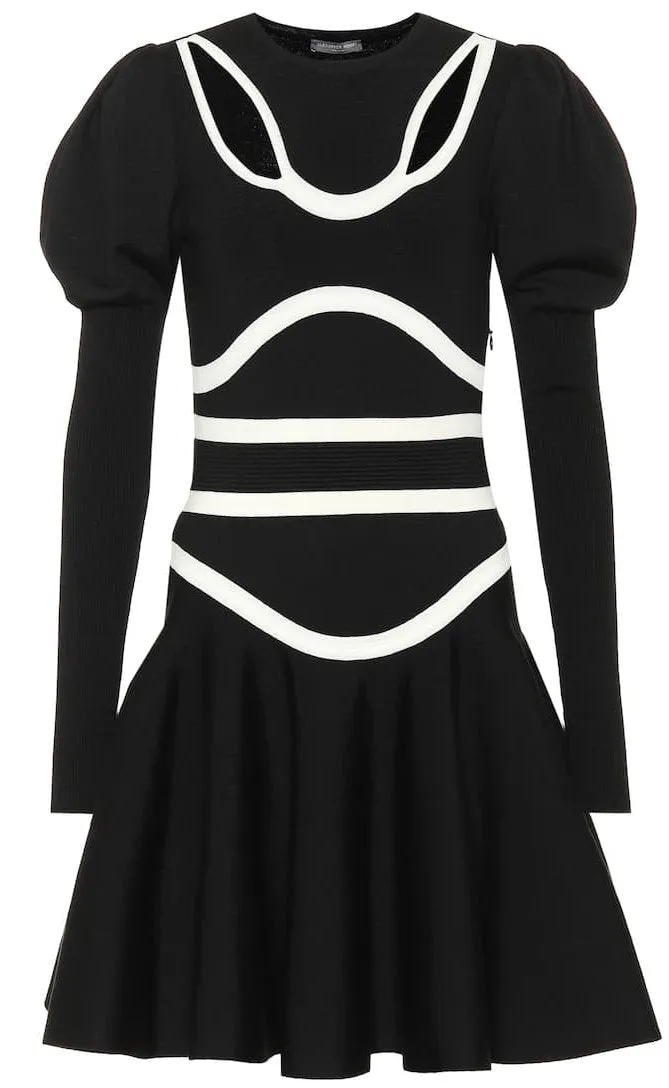 Cut-Out Knitted Dress, Black