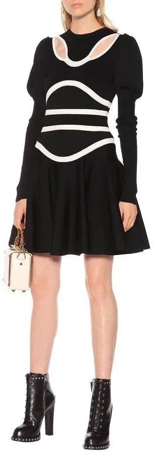 Cut-Out Knitted Dress, Black