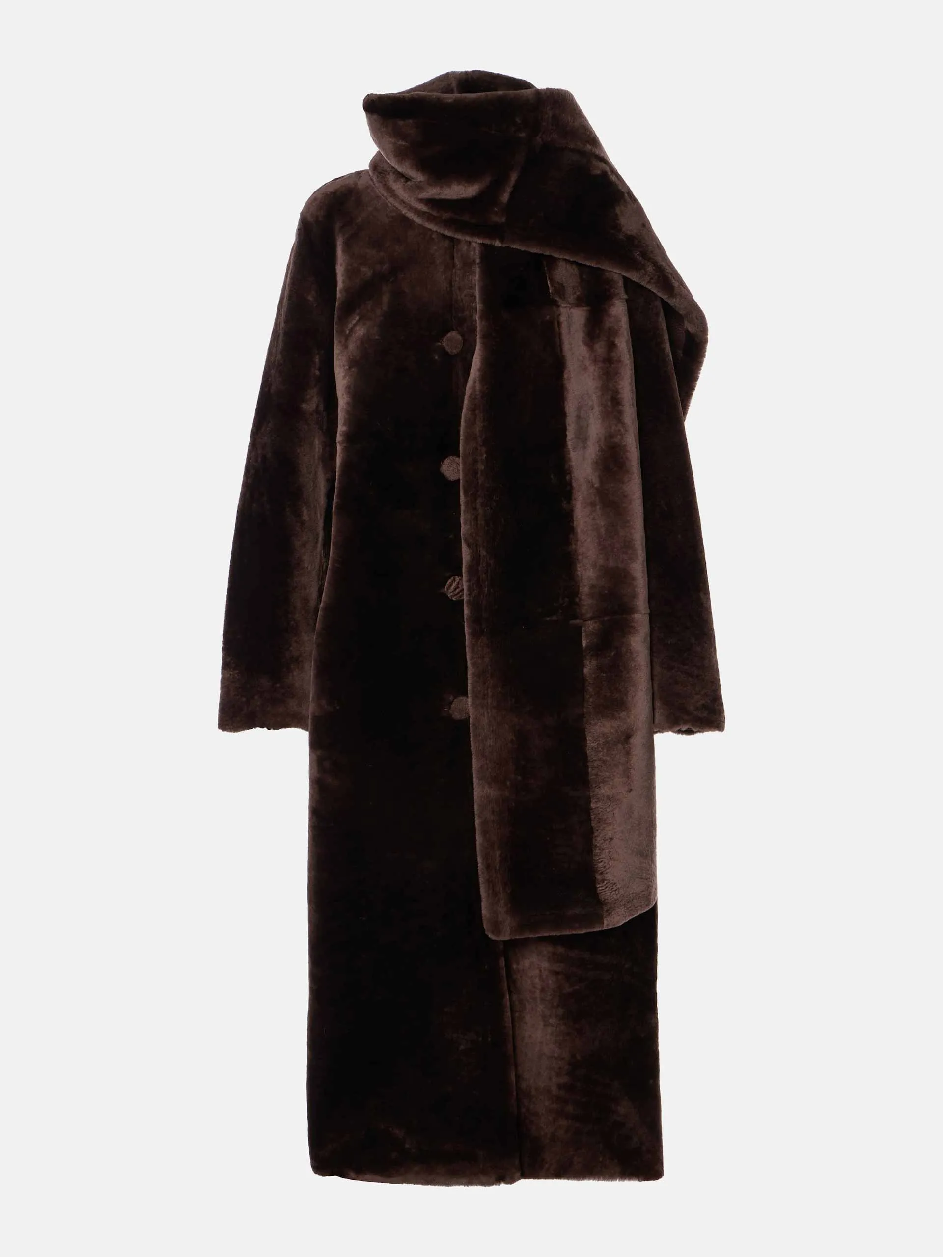 Daphne shearling scarf coat