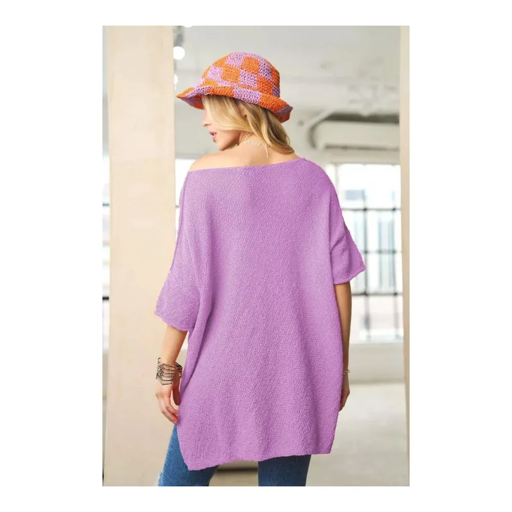 Davi & Dani Mid Sleeve Sweater Lilac