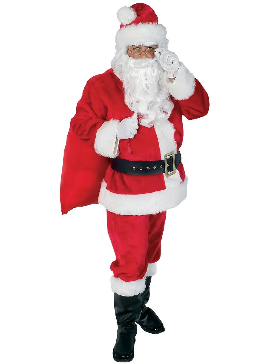 Deluxe Father Christmas Mens Santa Suit Costume