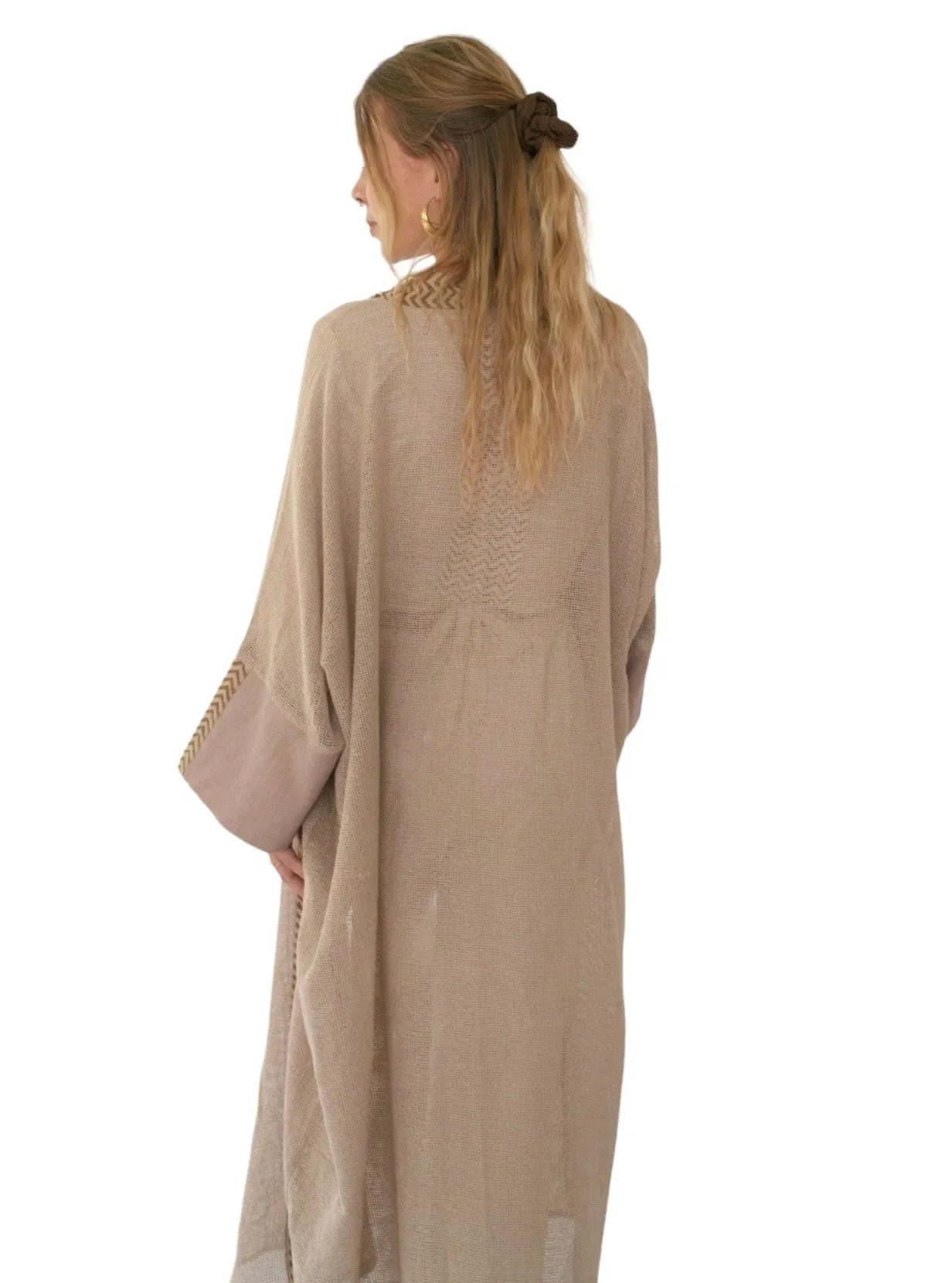 Dusty Rose Organic Cotton Mesh Long Kimono