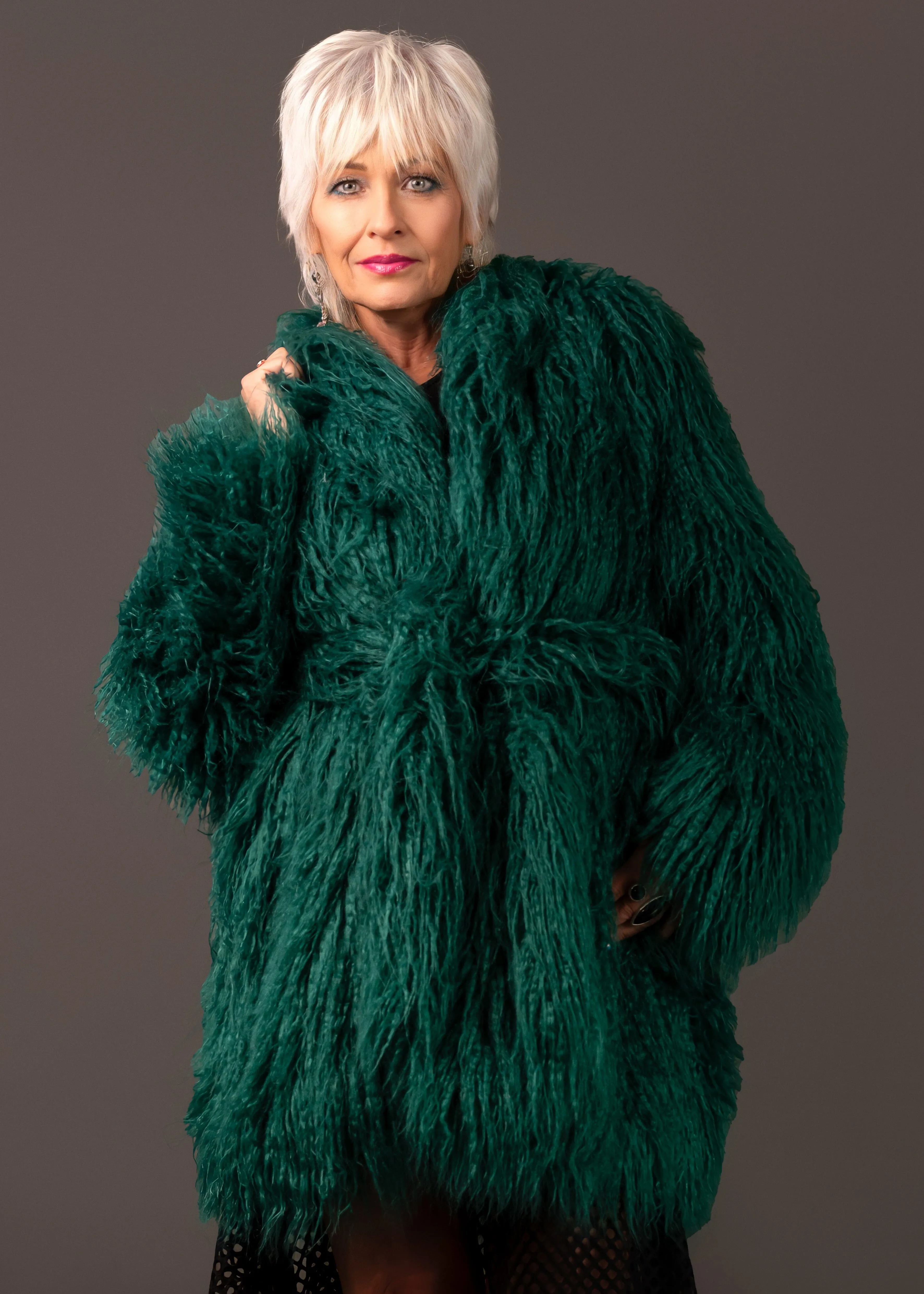 Emerald Mongolian Faux Fur Coat