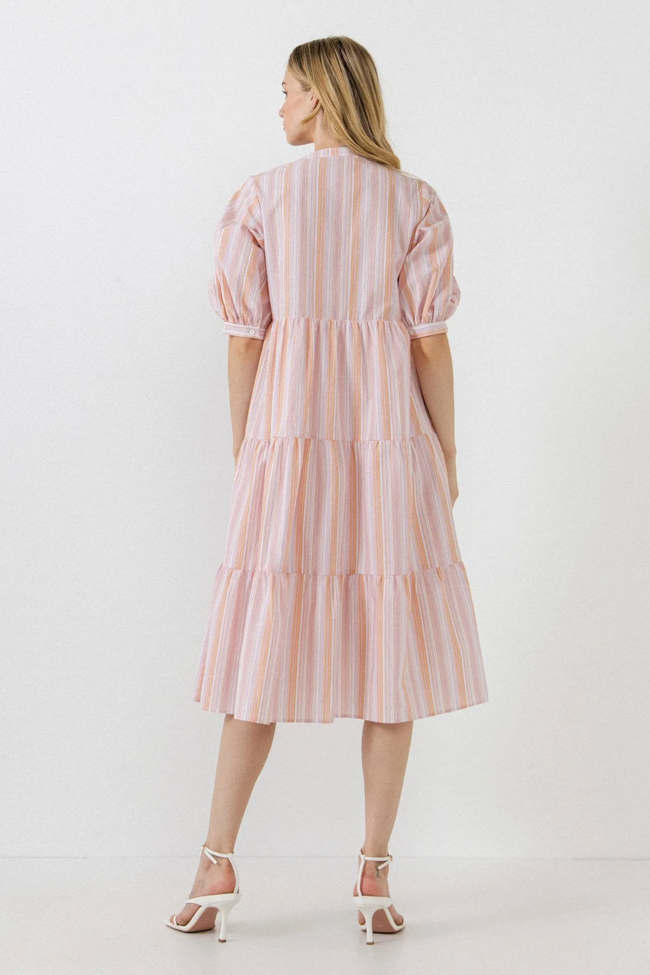 English Factory - Striped Midi Dress in Orange