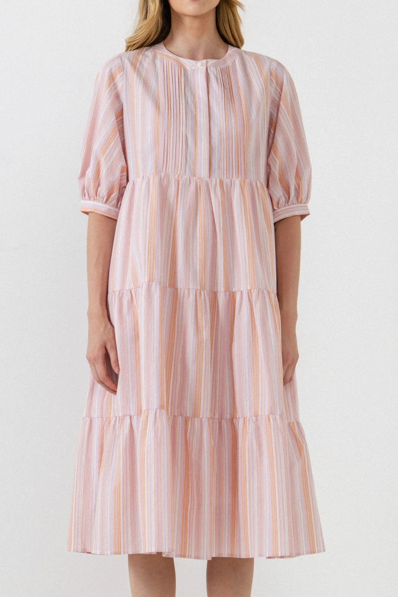 English Factory - Striped Midi Dress in Orange