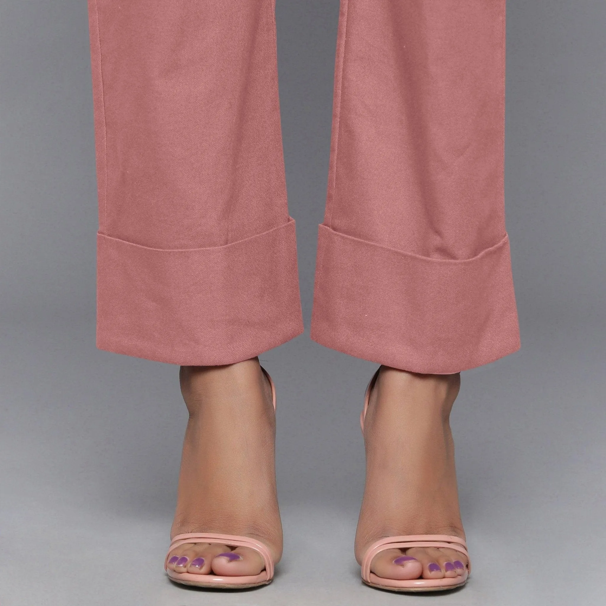 English Rose Warm Cotton Flannel Rolled-up Pant