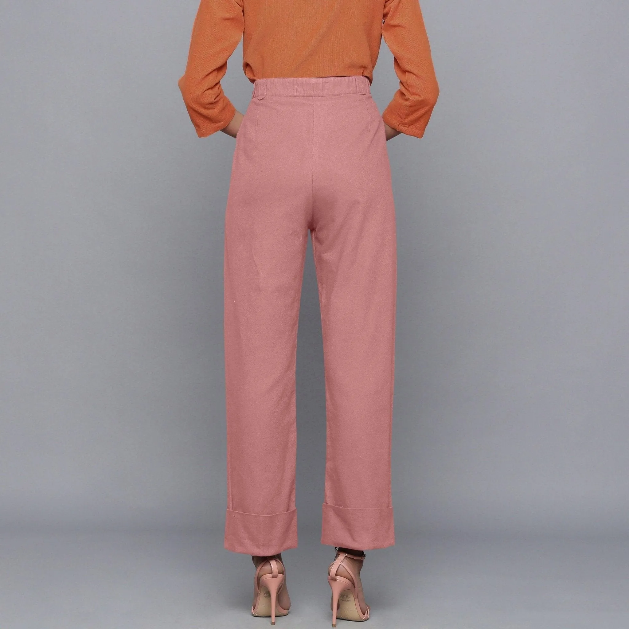 English Rose Warm Cotton Flannel Rolled-up Pant