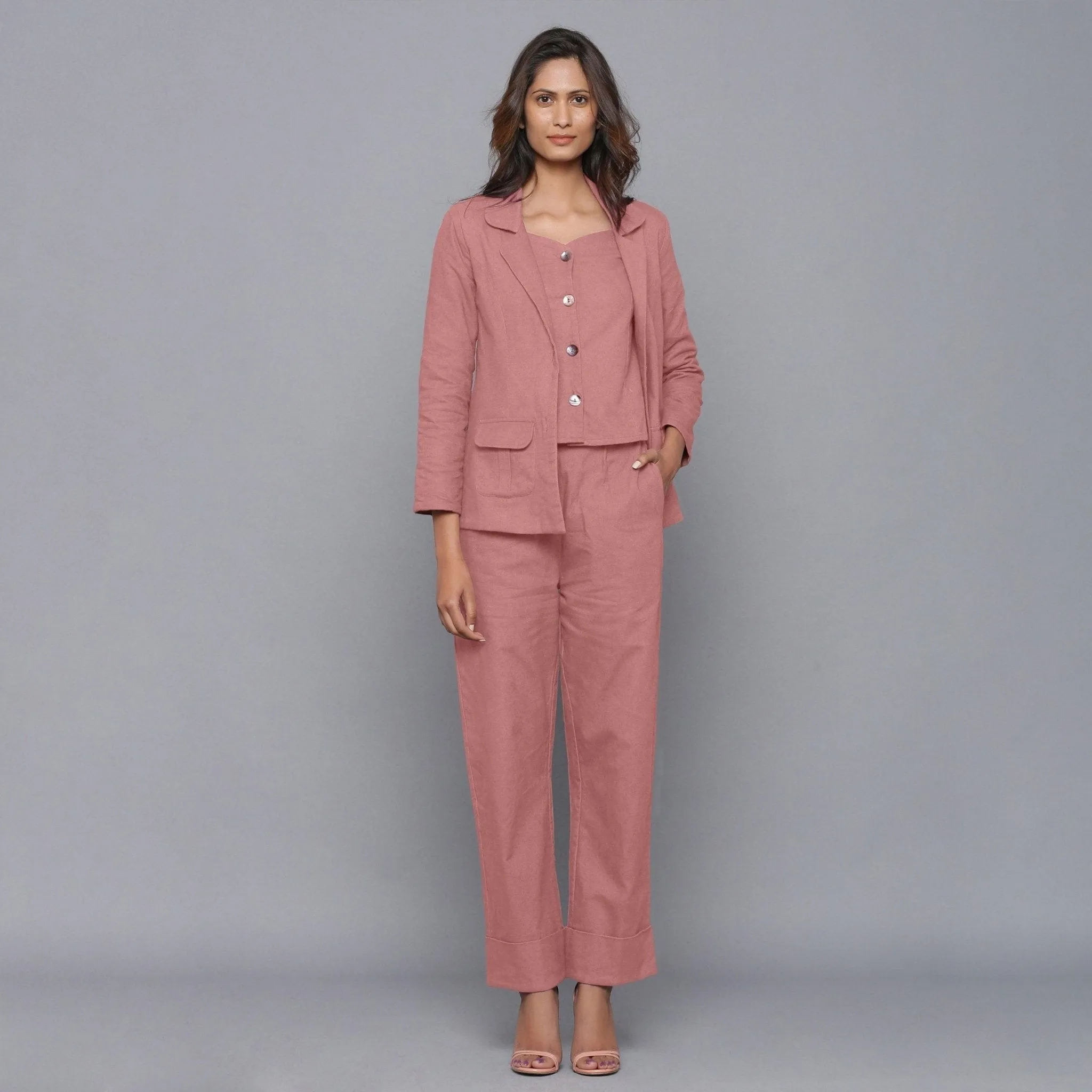 English Rose Warm Cotton Flannel Rolled-up Pant