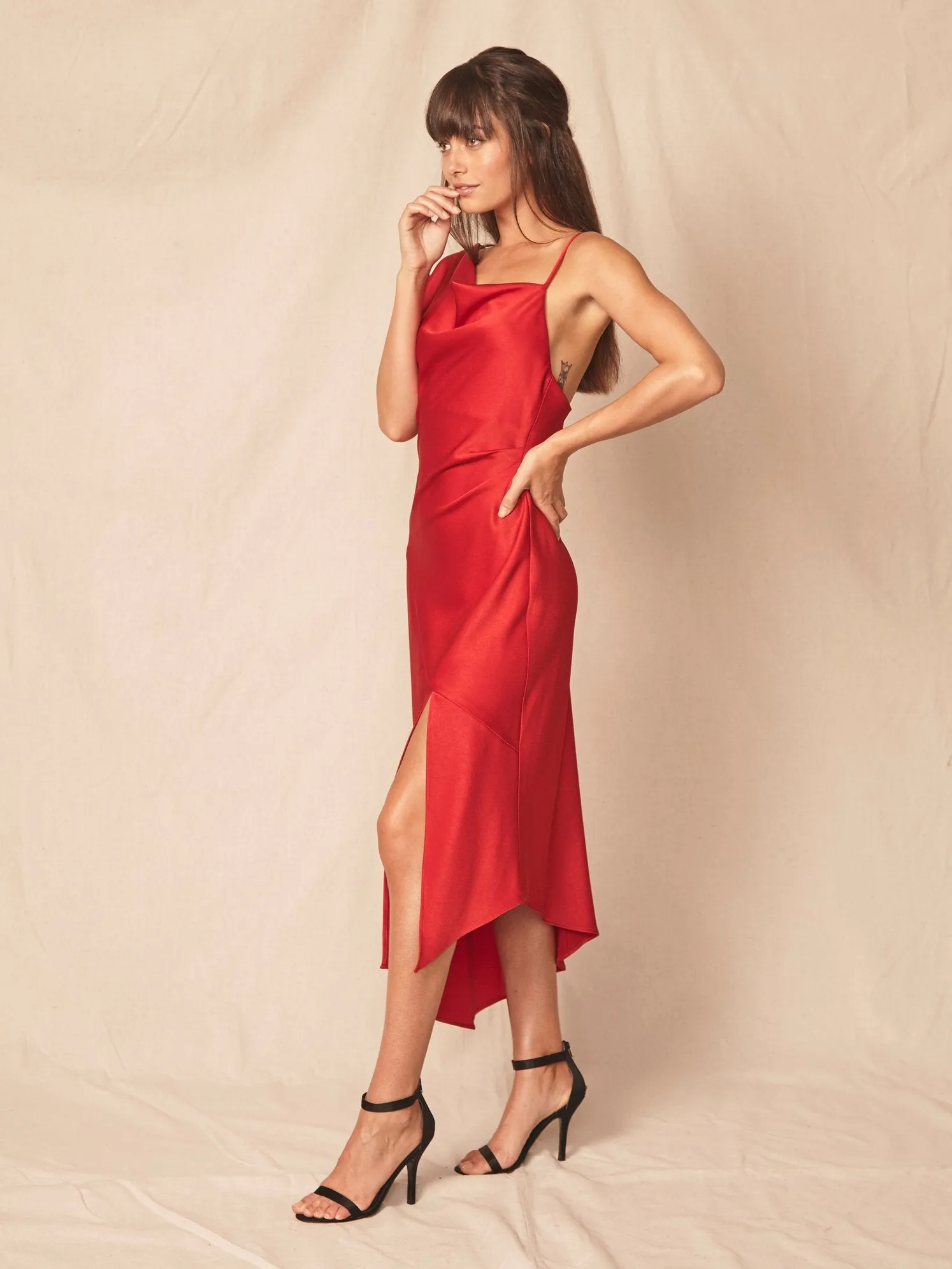 Everly Satin Dress - Red