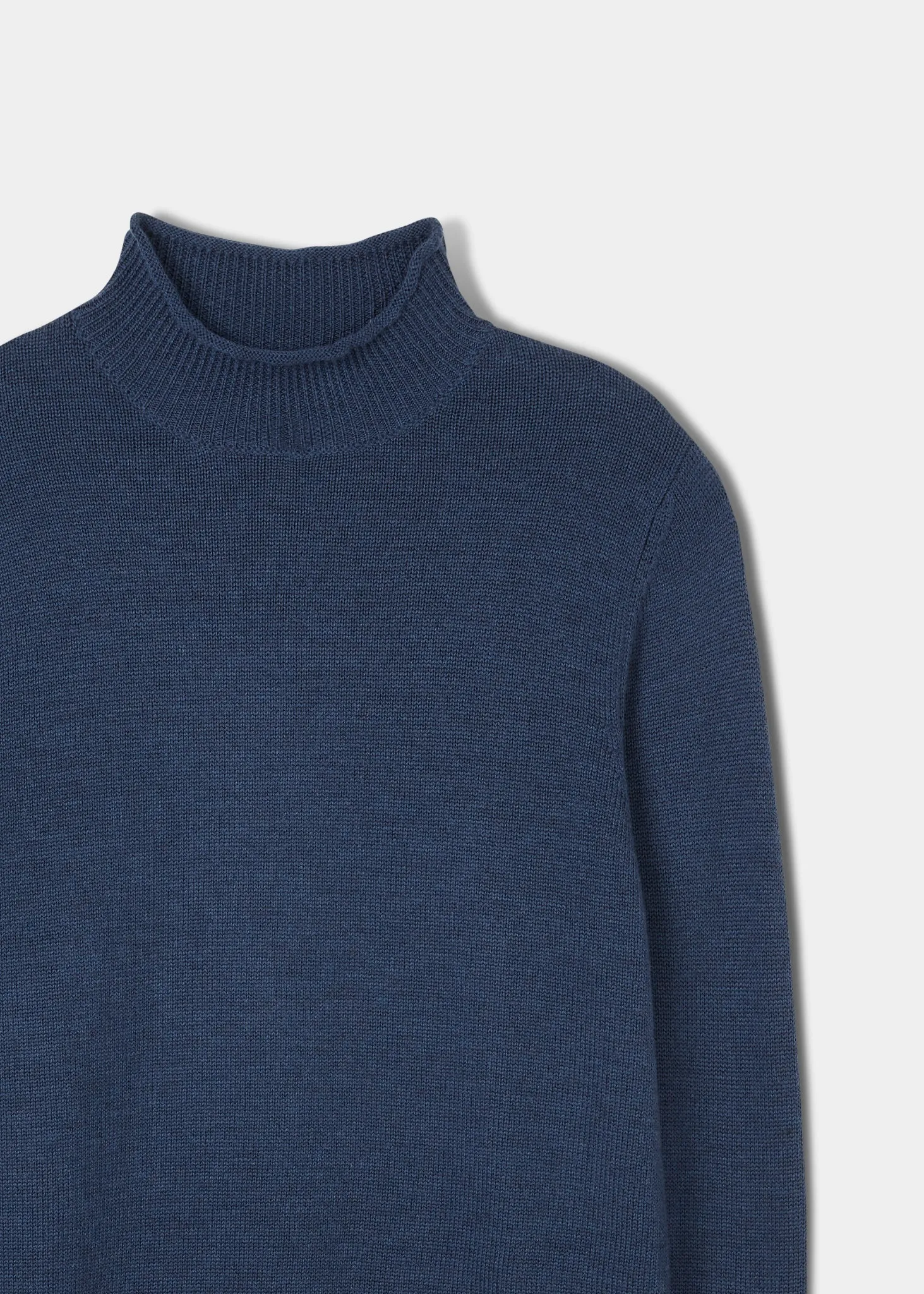 Fordwich Rolled Collar Jumper In Indigo - Regular Fit