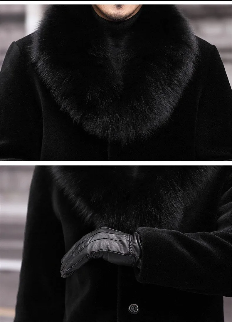 Fur Collar Black Trench