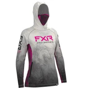 FXR Womens Tournament Pro UPF Pullover Hoodie Grey/Fuchsia Ripple