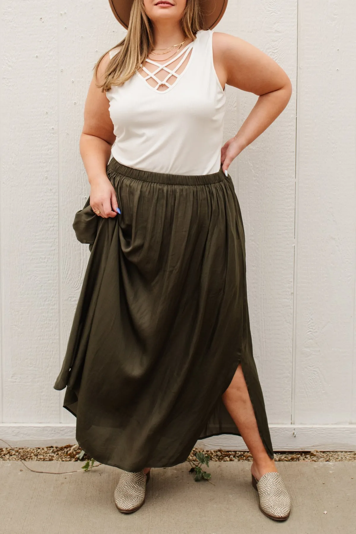 Get Away Maxi Skirt in Olive