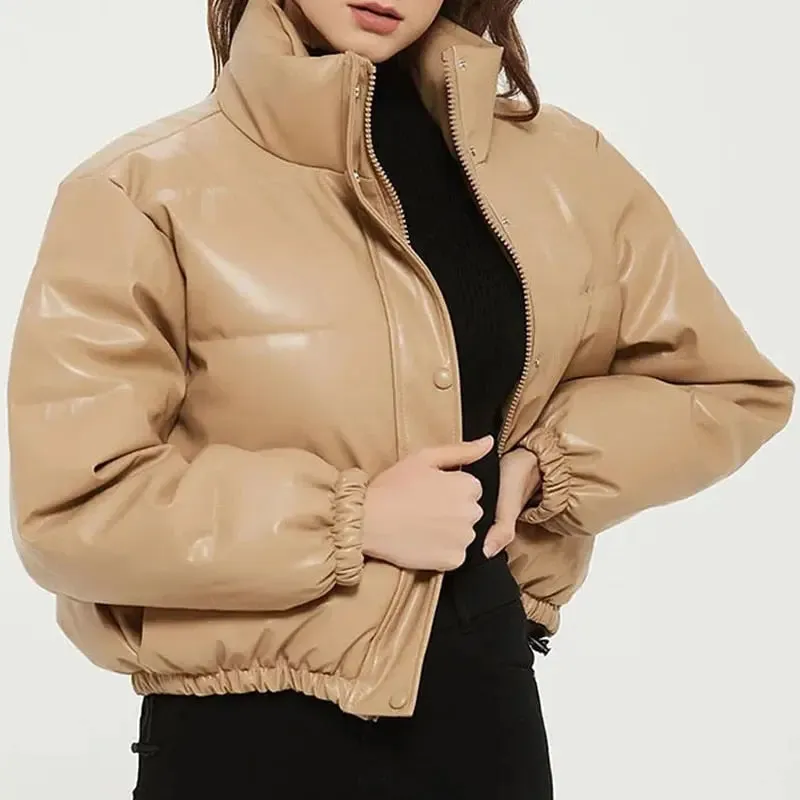 Girls Winter Jacket Faux Leather Female jackets