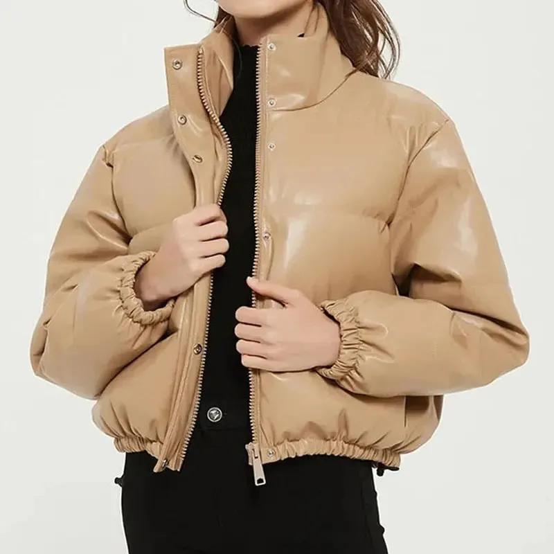 Girls Winter Jacket Faux Leather Female jackets