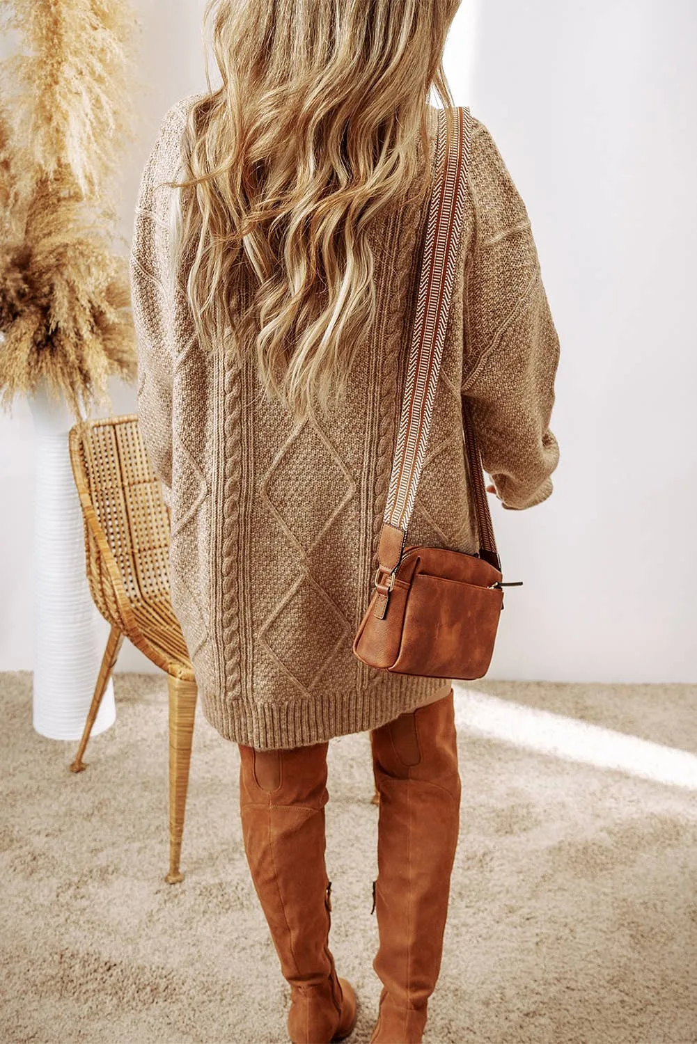 Grace Cable Knit Loose Fit Knit Sweater Dress