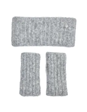 Gray Ribbed Alpaca Ear Warmer