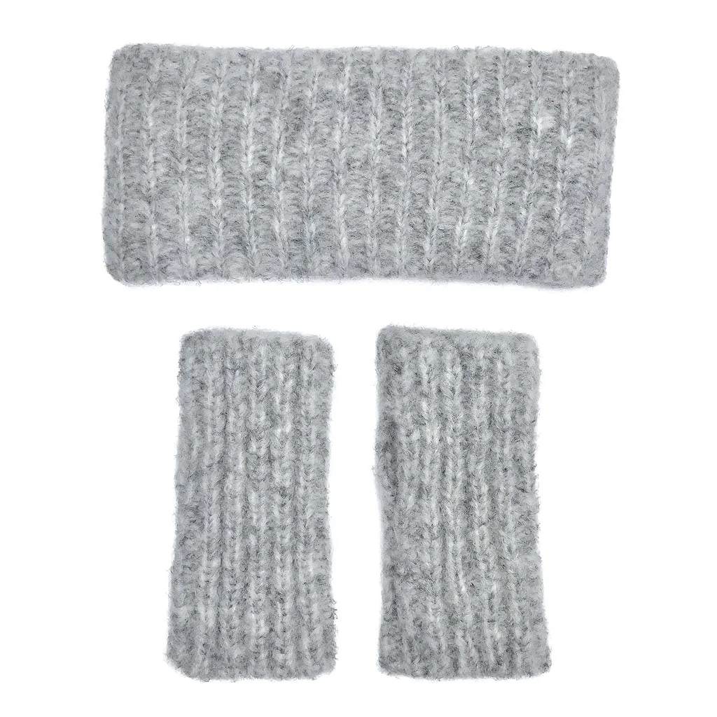 Gray Ribbed Alpaca Gloves by SLATE   SALT