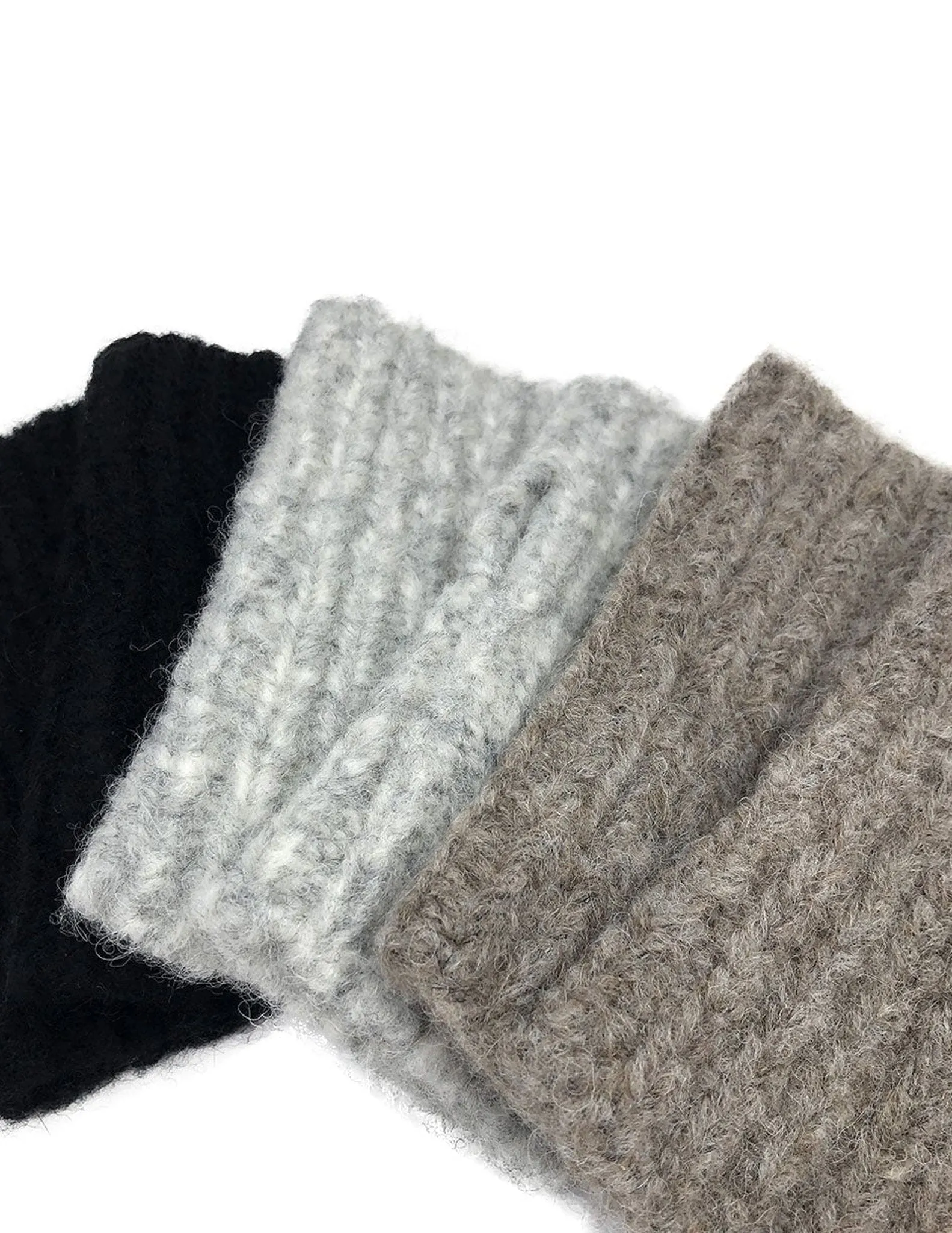 Gray Ribbed Alpaca Gloves