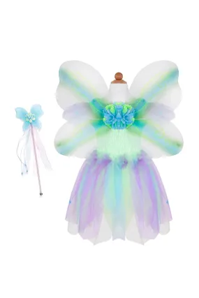 Great Pretenders - Butterfly Dress with Wings and Wand Green/Purple/Blue