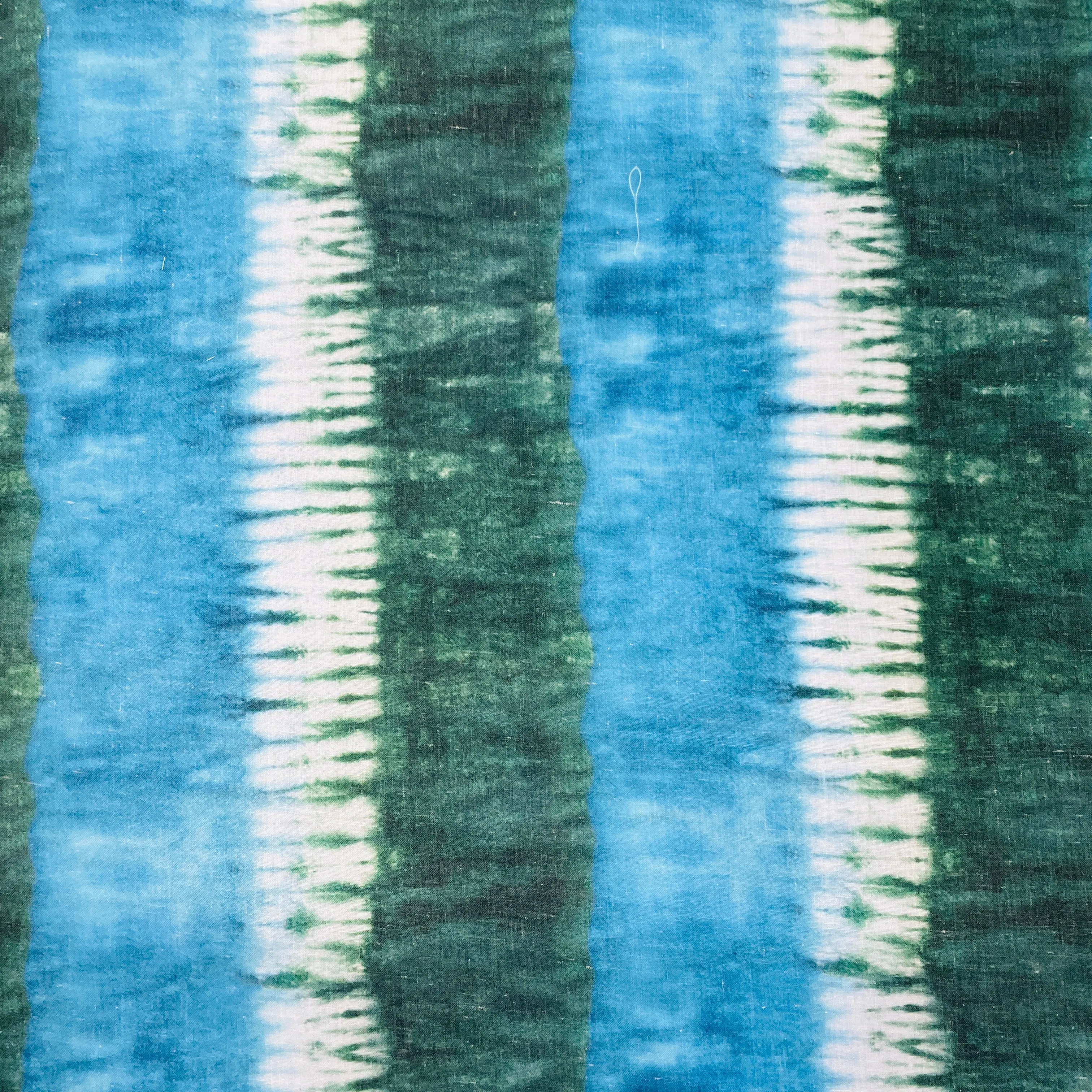 Green & Blue Tie & Dye Print Mulmul Fabric