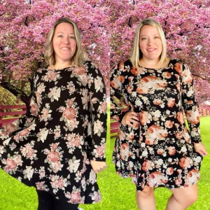 Hacci Floral Knit Tunic Dress with Pockets