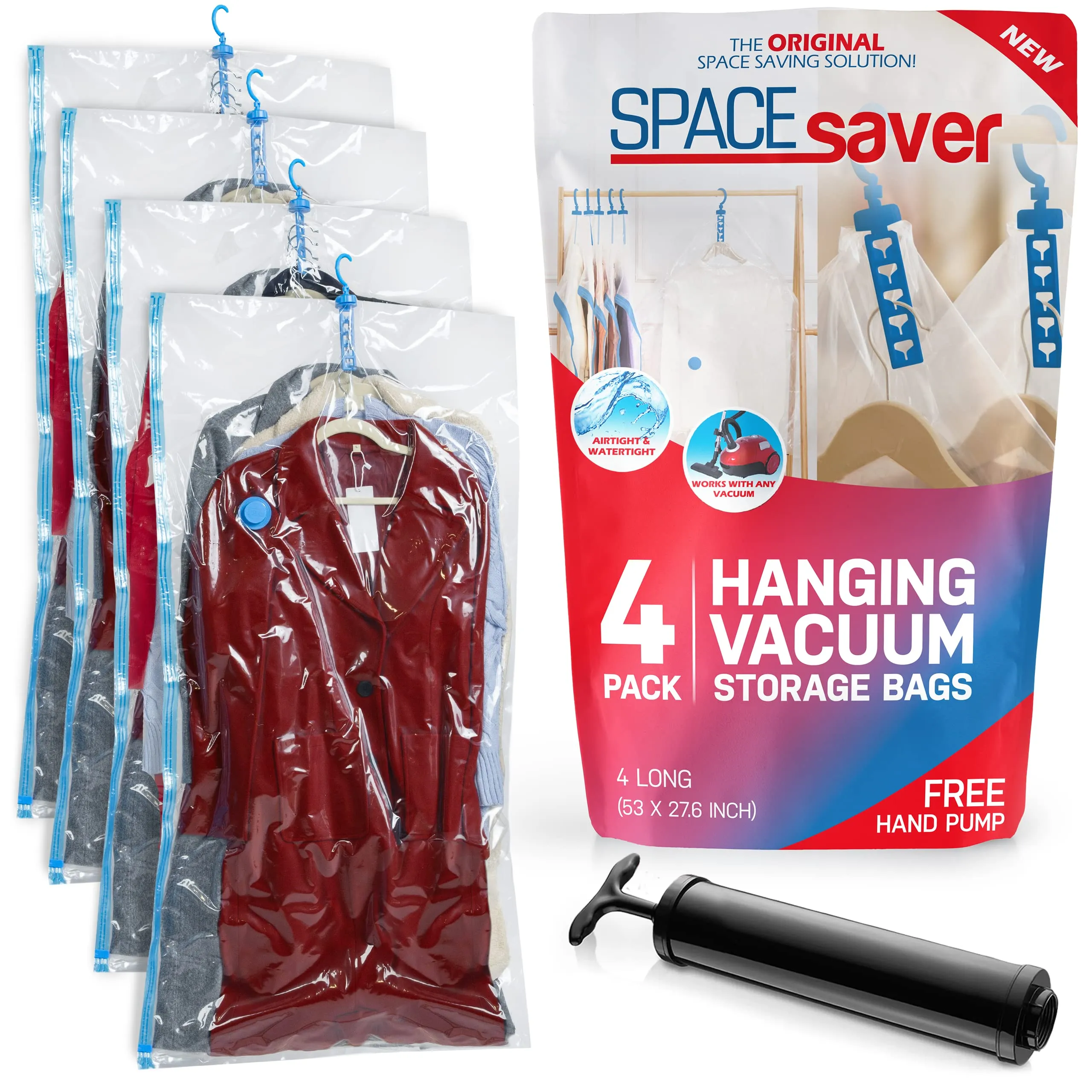 Hanging Vacuum Storage Bags (Hanging 4 Pack) - Vacuum Sealer Bags, Closet