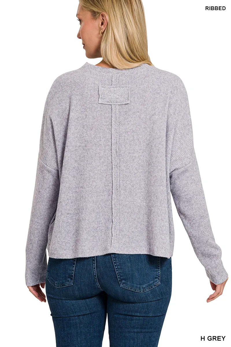 Heather Grey Ribbed Dolman Sweater