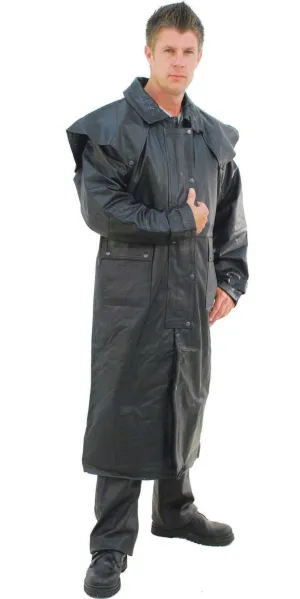 Heavy Leather Duster Trench Coat #M800Z