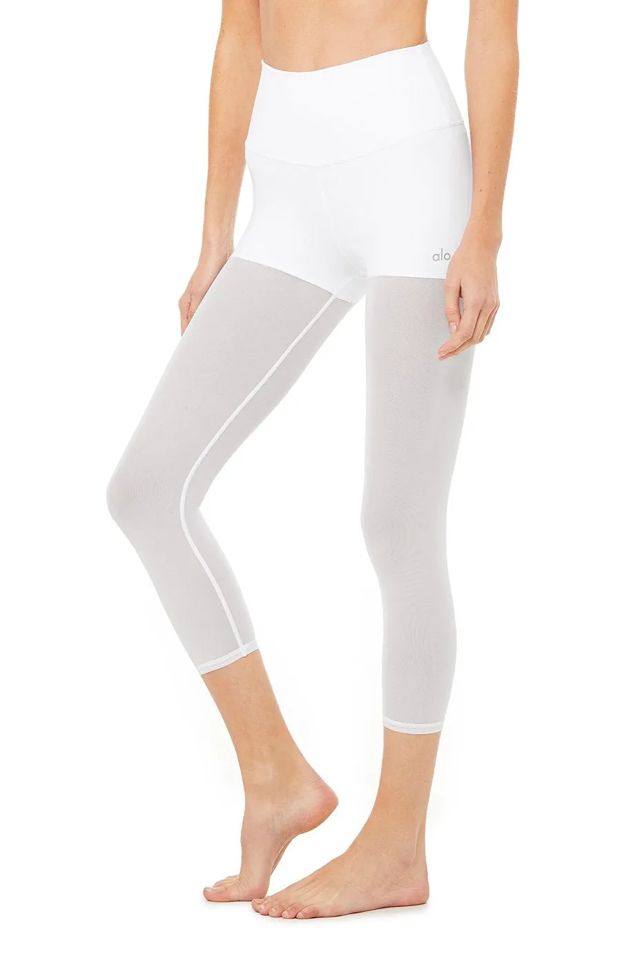 High-Waist Sheer Capri - White